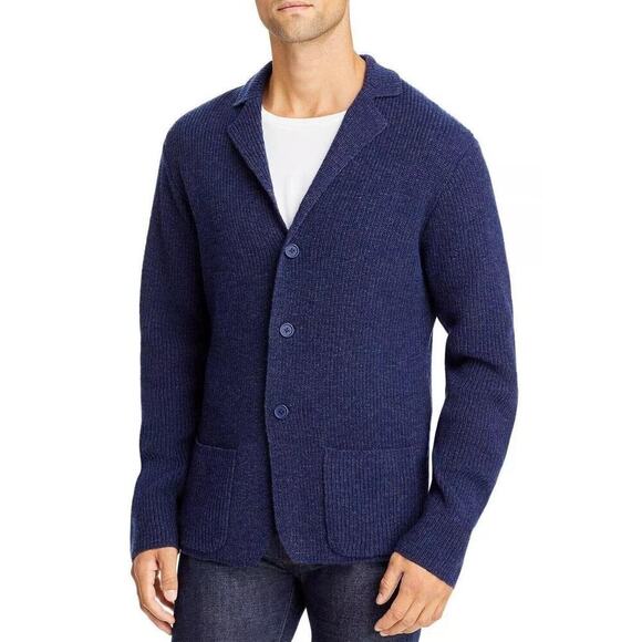 The Men's Store Wool Blend Knit Cardigan Sweater Navy Melange Medium NWT - Picture 5 of 6